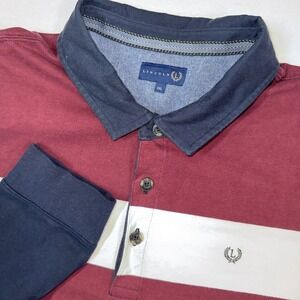 Lincoln Rugby Shirt Mens 3XL Long Sleeve Striped Polo Burgundy Navy Rugger